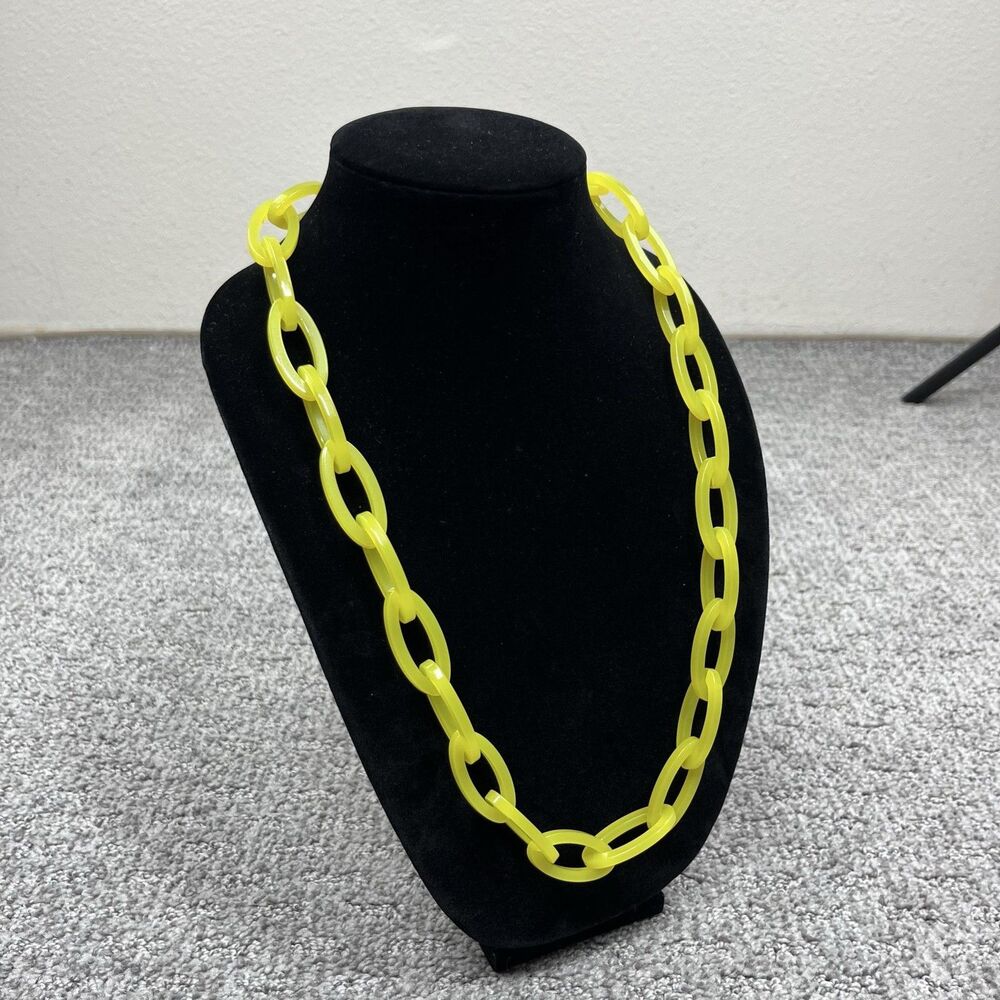 J Crew Necklace Yellow Chain Link Ribbon Festival Statement Women Jewelry Signed